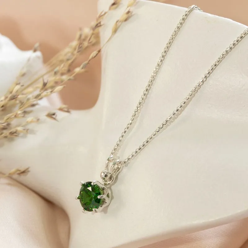14K Gold Plated Green Cz Pendant Necklace
