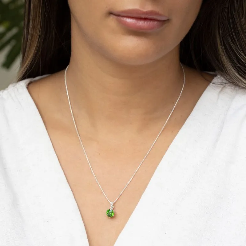 14K Gold Plated Green Cz Pendant Necklace