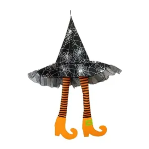 ATORSE® Witch Legs Hat Hanging Sign Horror Party Ornament for Mantel Parties Bedroom Orange