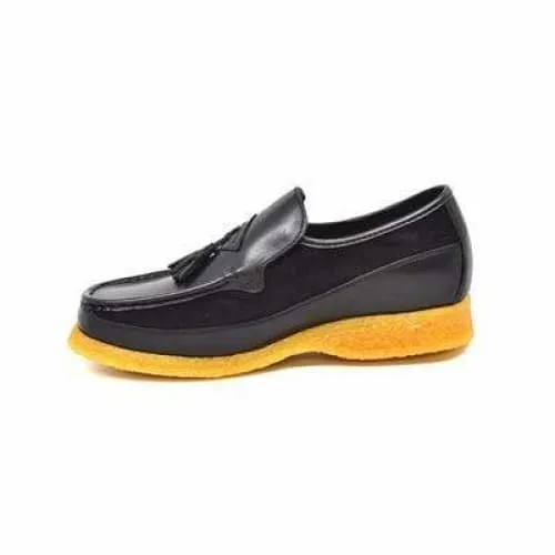 British Walkers Brooklyn Men's Black Leather and Suede Crepe Sole Slip On