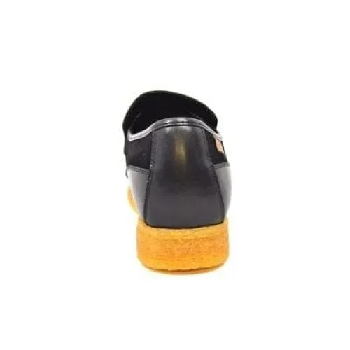 British Walkers Brooklyn Men's Black Leather and Suede Crepe Sole Slip On