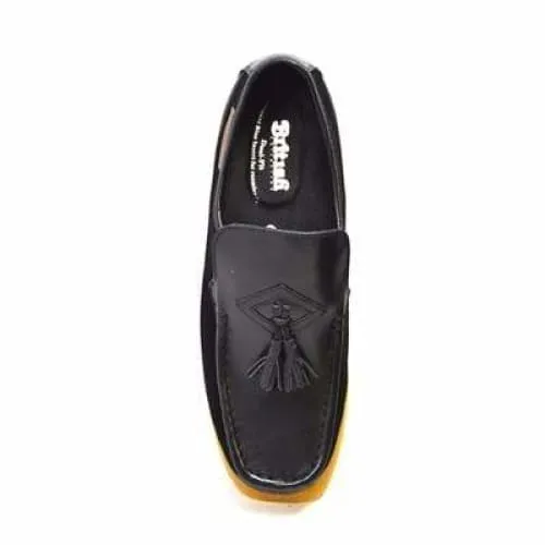British Walkers Brooklyn Men's Black Leather and Suede Crepe Sole Slip On