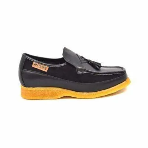 British Walkers Brooklyn Men's Black Leather and Suede Crepe Sole Slip On
