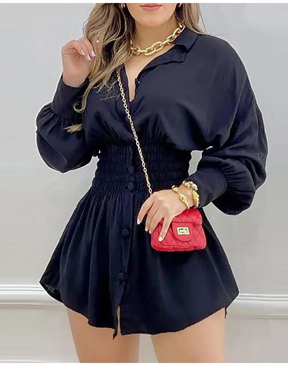 Casual Print Long Sleeve Mini Dress