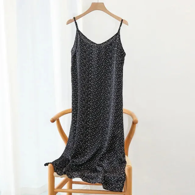 Chic Adjustable Strap Satin Maxi Dress for Women
