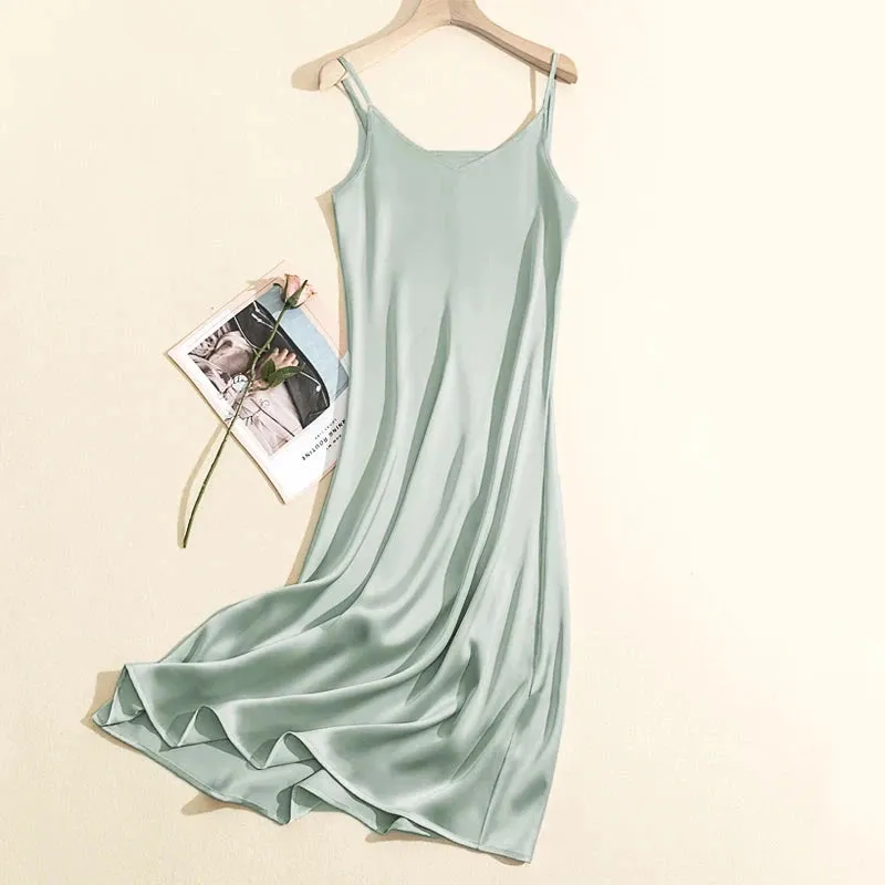 Chic Adjustable Strap Satin Maxi Dress for Women