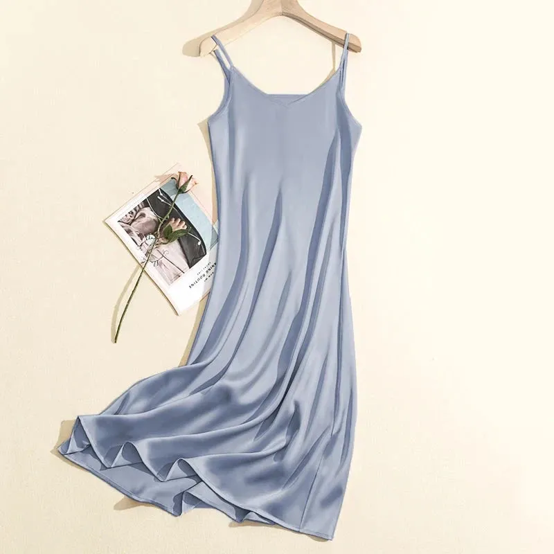 Chic Adjustable Strap Satin Maxi Dress for Women