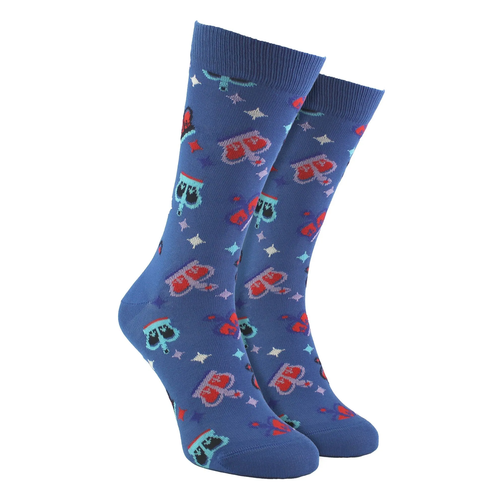 Crown Design Cotton Blue Unisex Socks