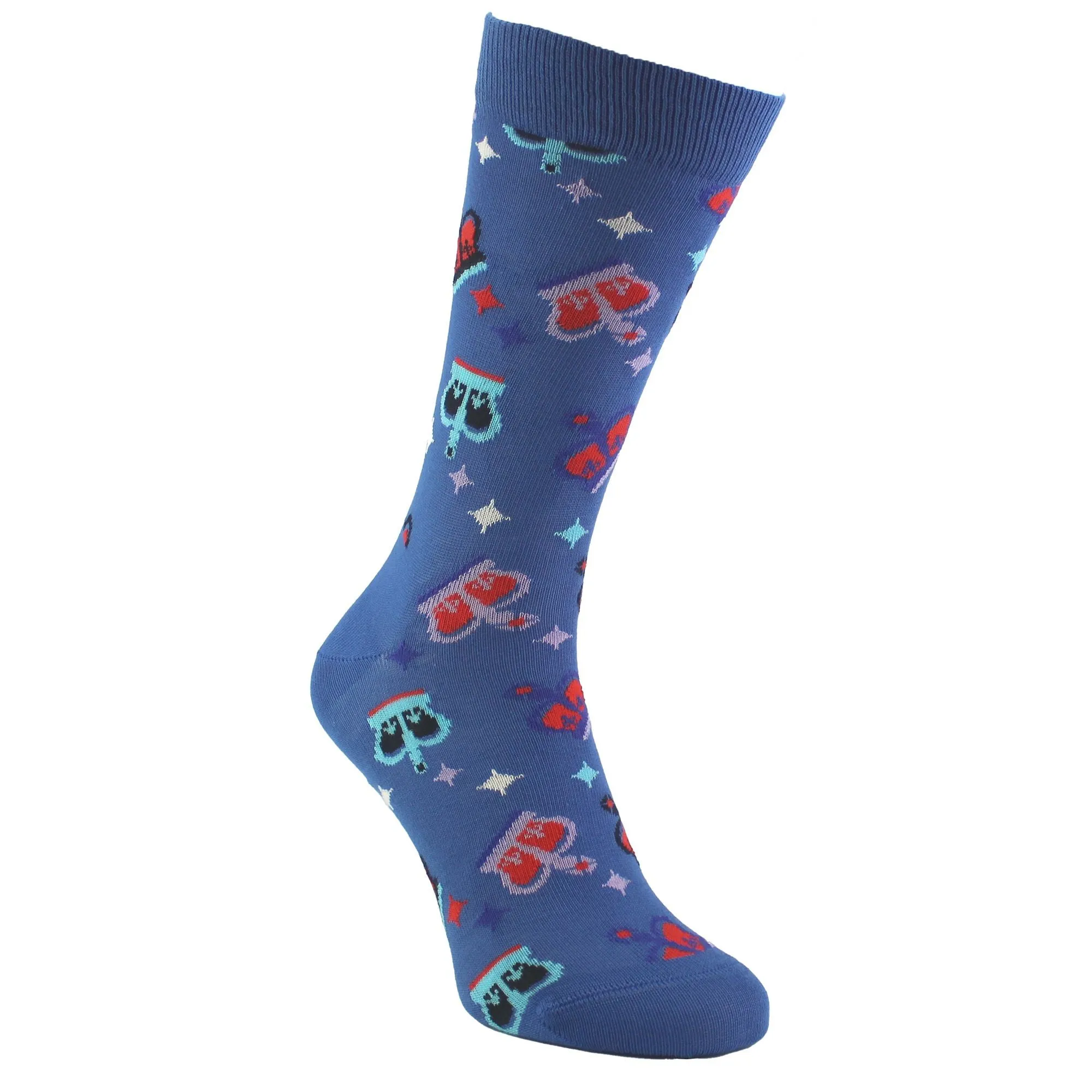 Crown Design Cotton Blue Unisex Socks