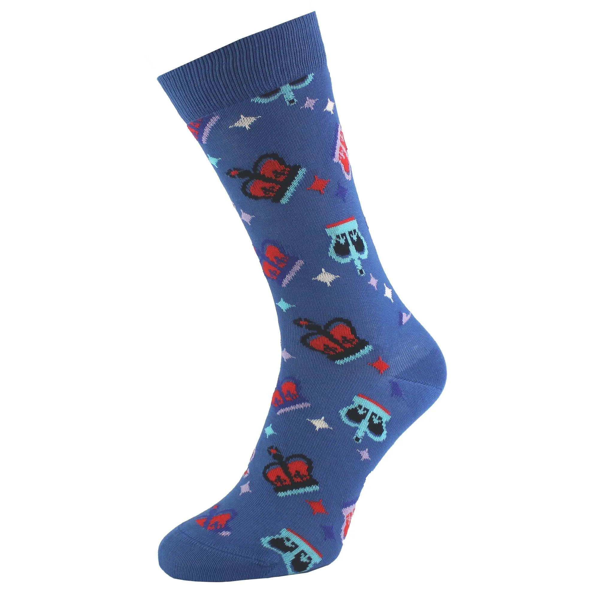Crown Design Cotton Blue Unisex Socks