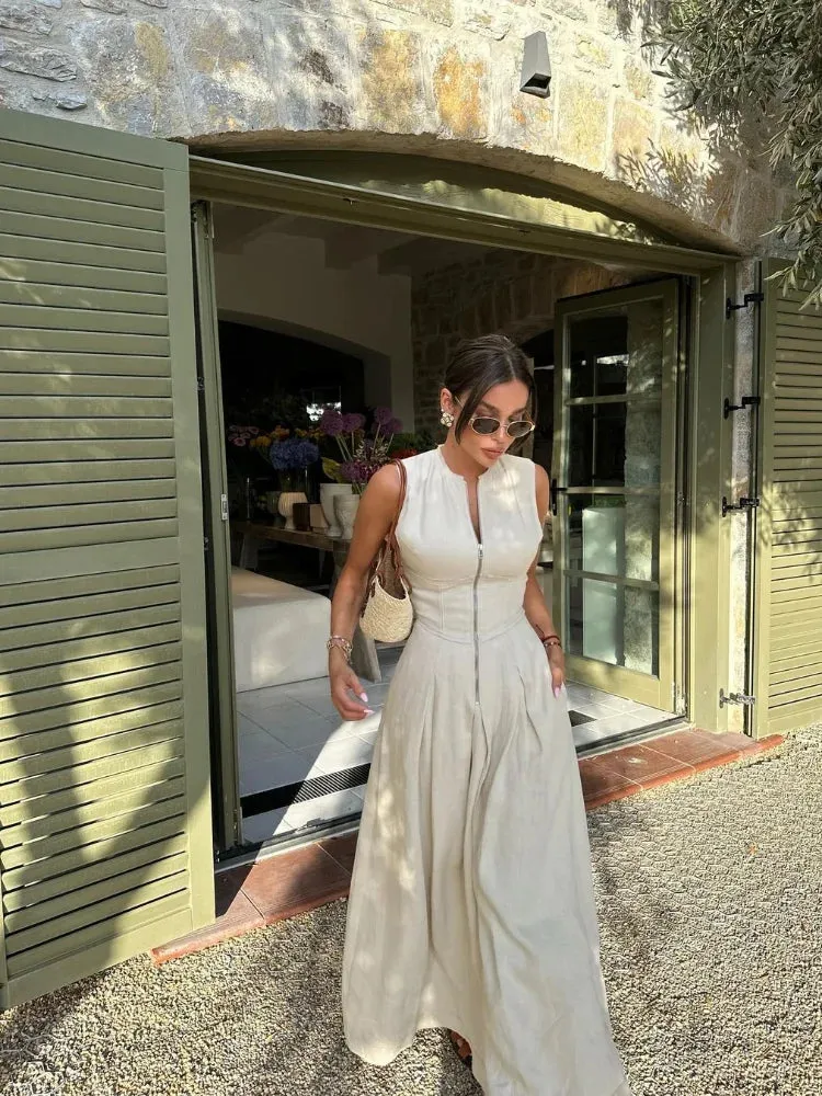 Elegant Sleeveless High Waist Maxi Dress