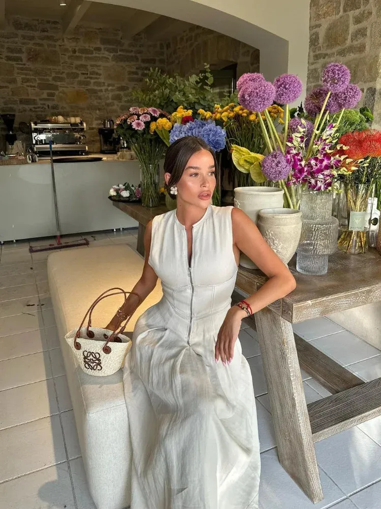 Elegant Sleeveless High Waist Maxi Dress