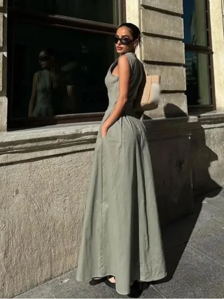 Elegant Sleeveless High Waist Maxi Dress