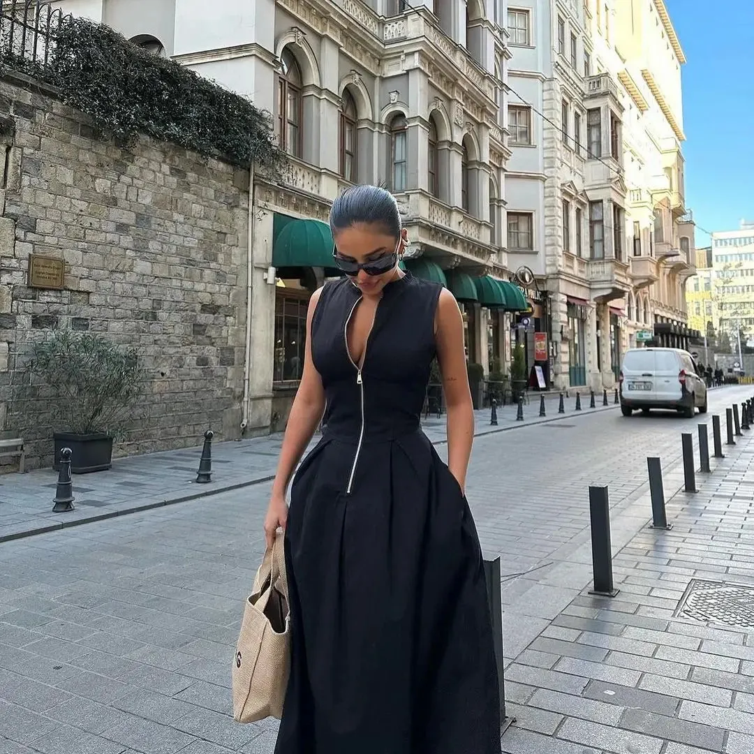 Elegant Sleeveless High Waist Maxi Dress