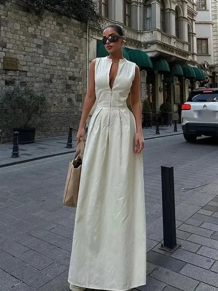 Elegant Sleeveless High Waist Maxi Dress