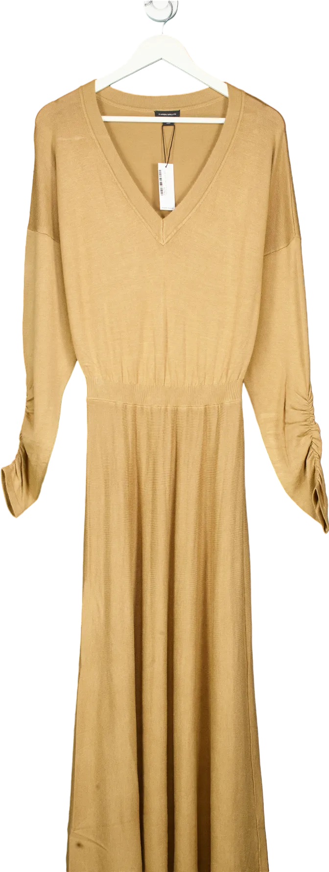 Karen Millen Camel V-Neck Midi Dress M