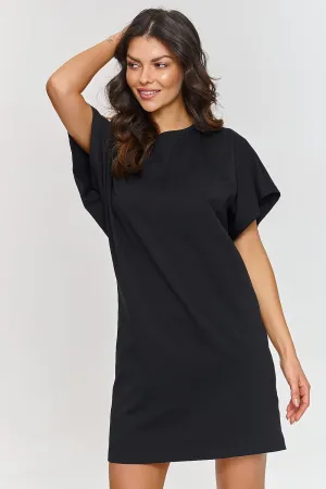 Lose cut short sleeves cotton dress