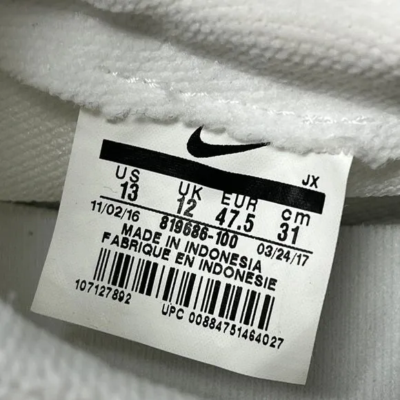 Nike Sock Dart KJCRD Triple White Athletic Shoes Mens Size 13 819686-100