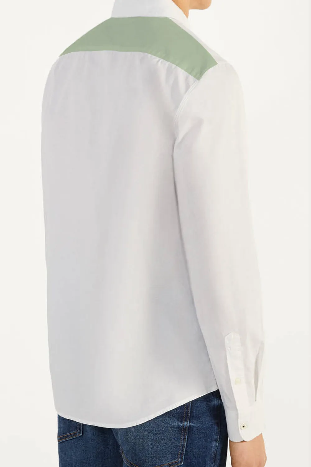 Seriously Casual White and Green Full Sleeve Shirt
