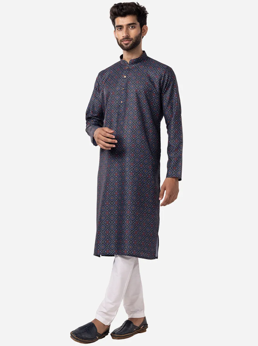 Stylish Black & Blue Printed Kurta | The Kurta Company