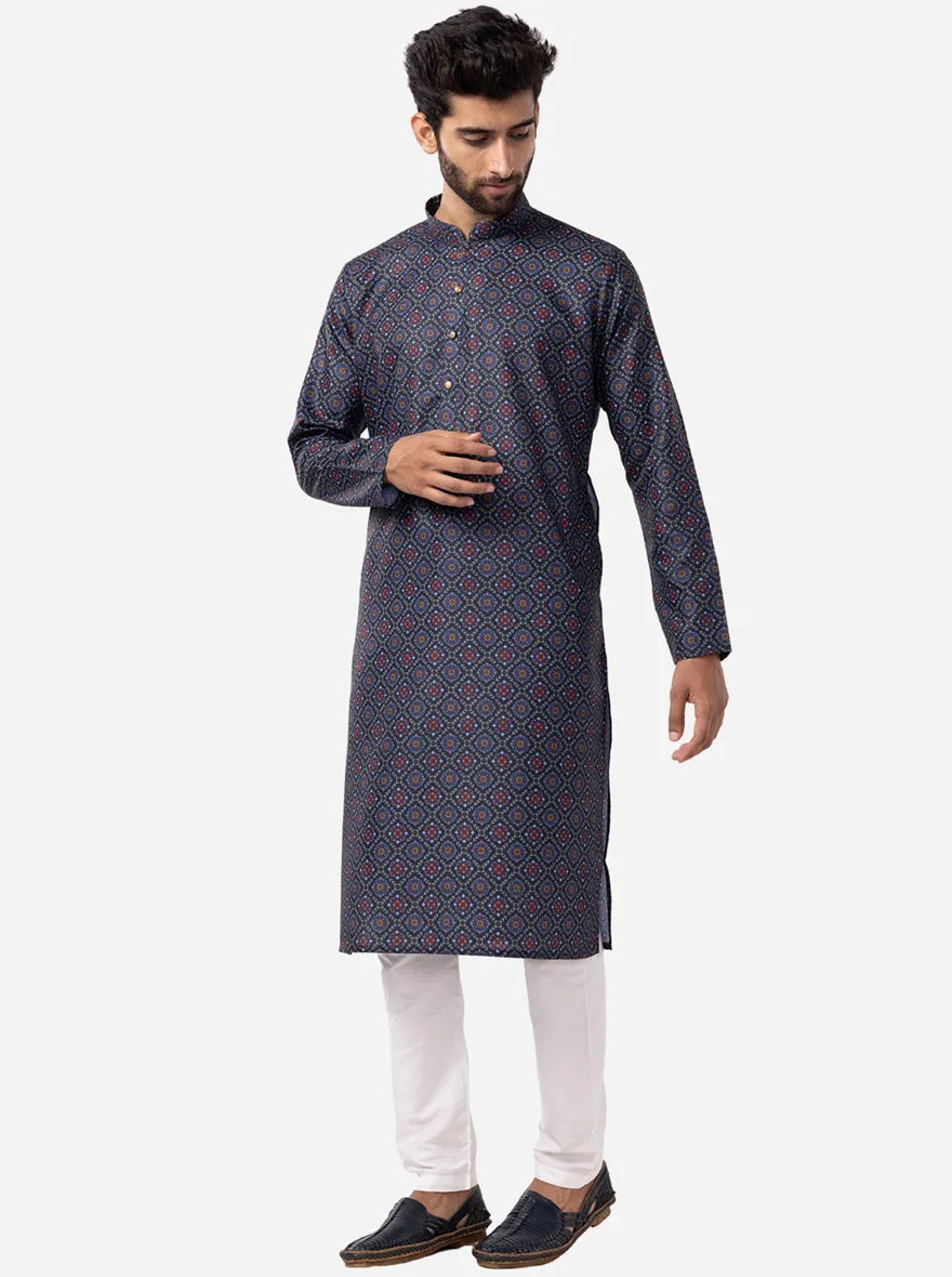 Stylish Black & Blue Printed Kurta | The Kurta Company