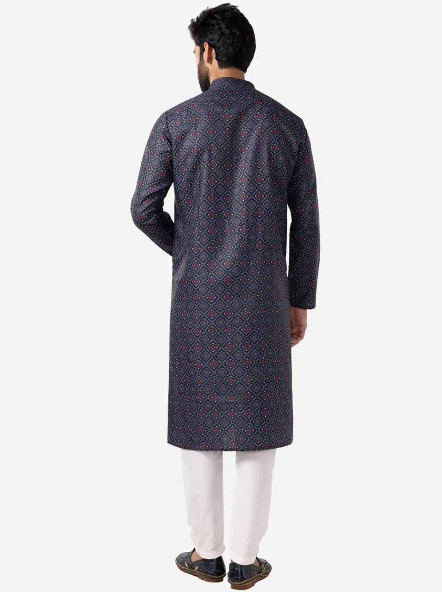 Stylish Black & Blue Printed Kurta | The Kurta Company
