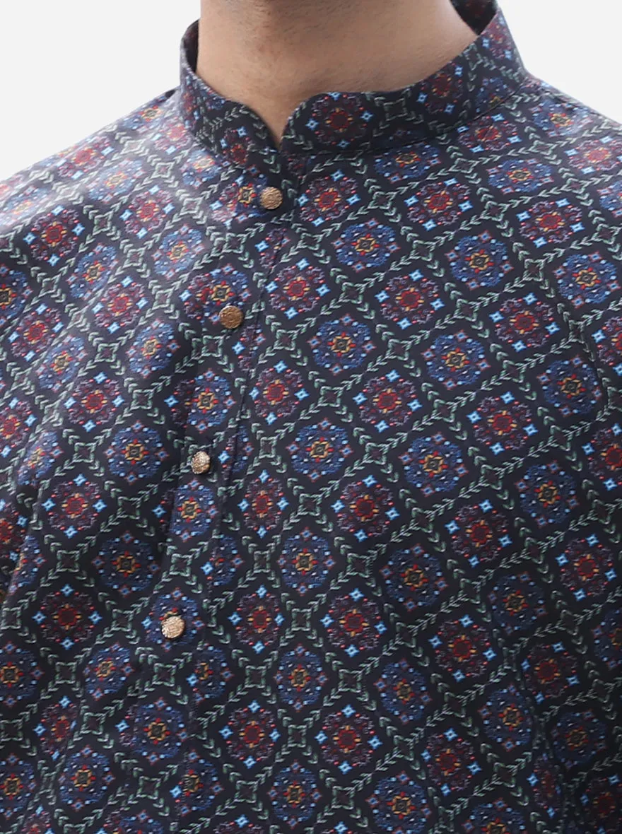 Stylish Black & Blue Printed Kurta | The Kurta Company