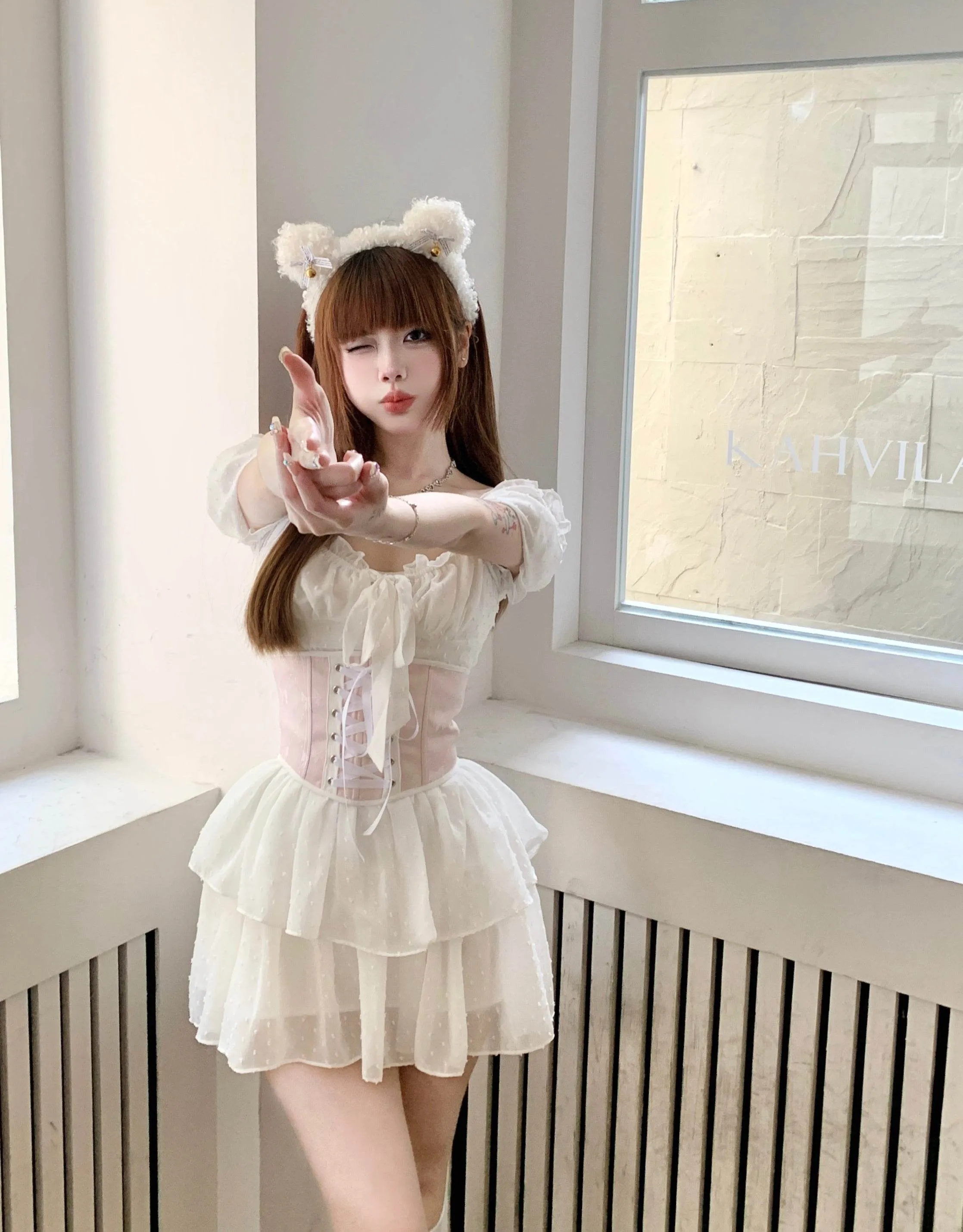 Waist Slim Skirt Pure Desire Style White Dress  Corset