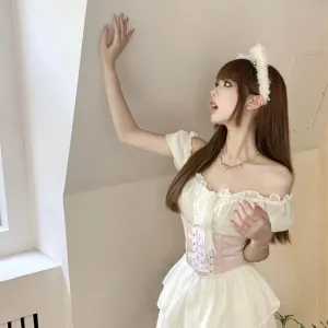 Waist Slim Skirt Pure Desire Style White Dress  Corset