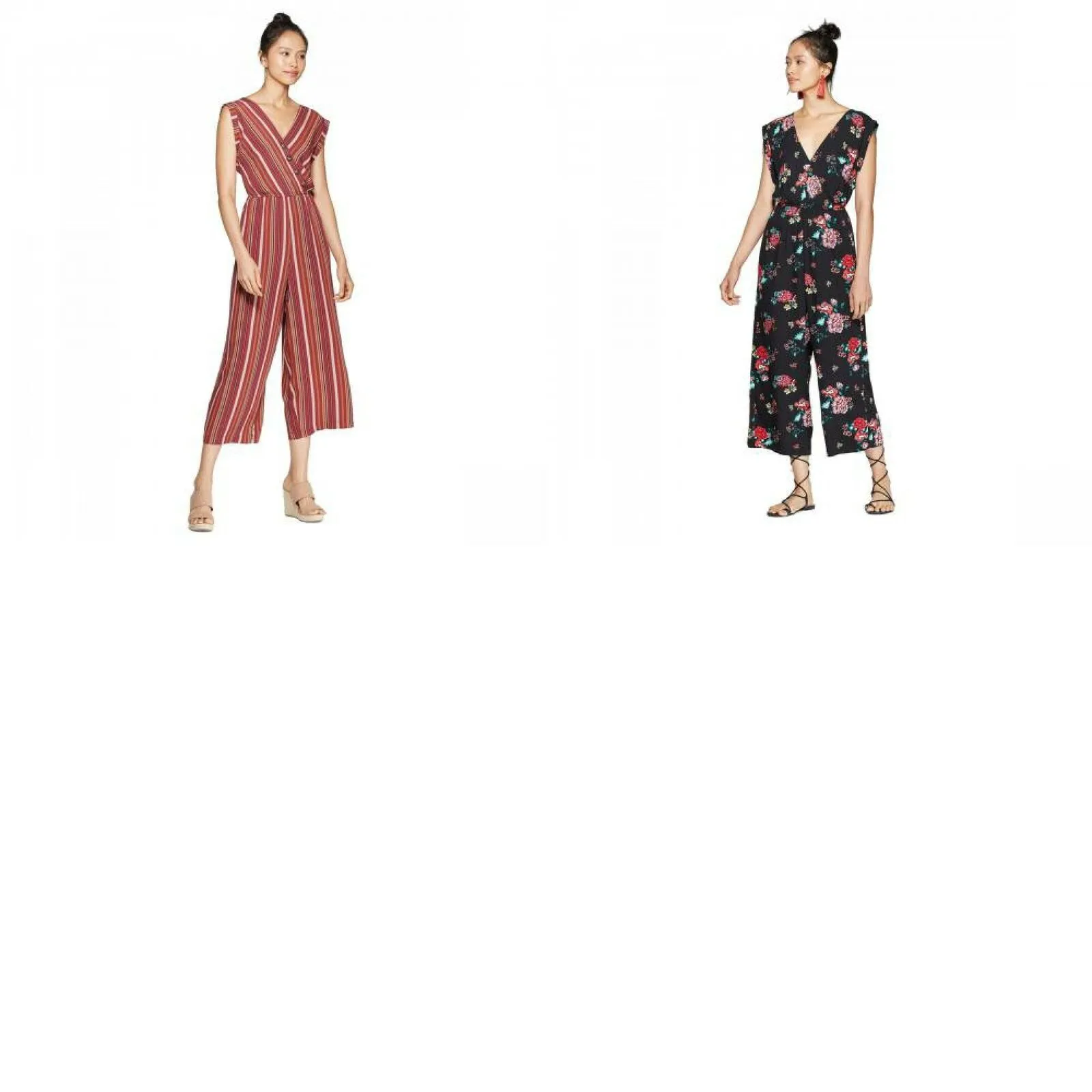 Xhilaration Women's Sleeveless V-Neck Button Wrap Jumpsuit