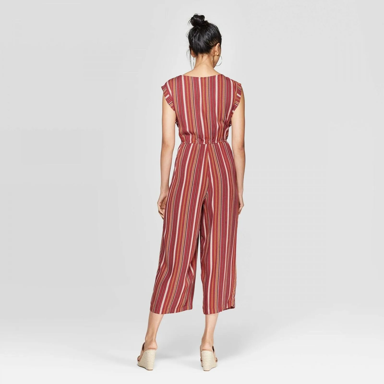 Xhilaration Women's Sleeveless V-Neck Button Wrap Jumpsuit